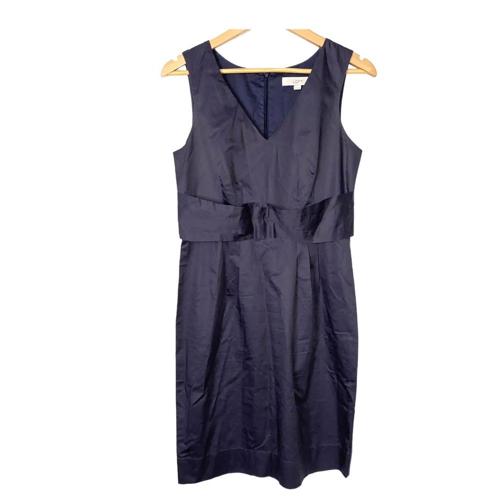 Ann Taylor Loft Dress Women Size 6 Sleeveless Gray Sash *